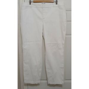 Lord and Taylor womens 38 waist PURE WHITE casual cotton tapered chino pants